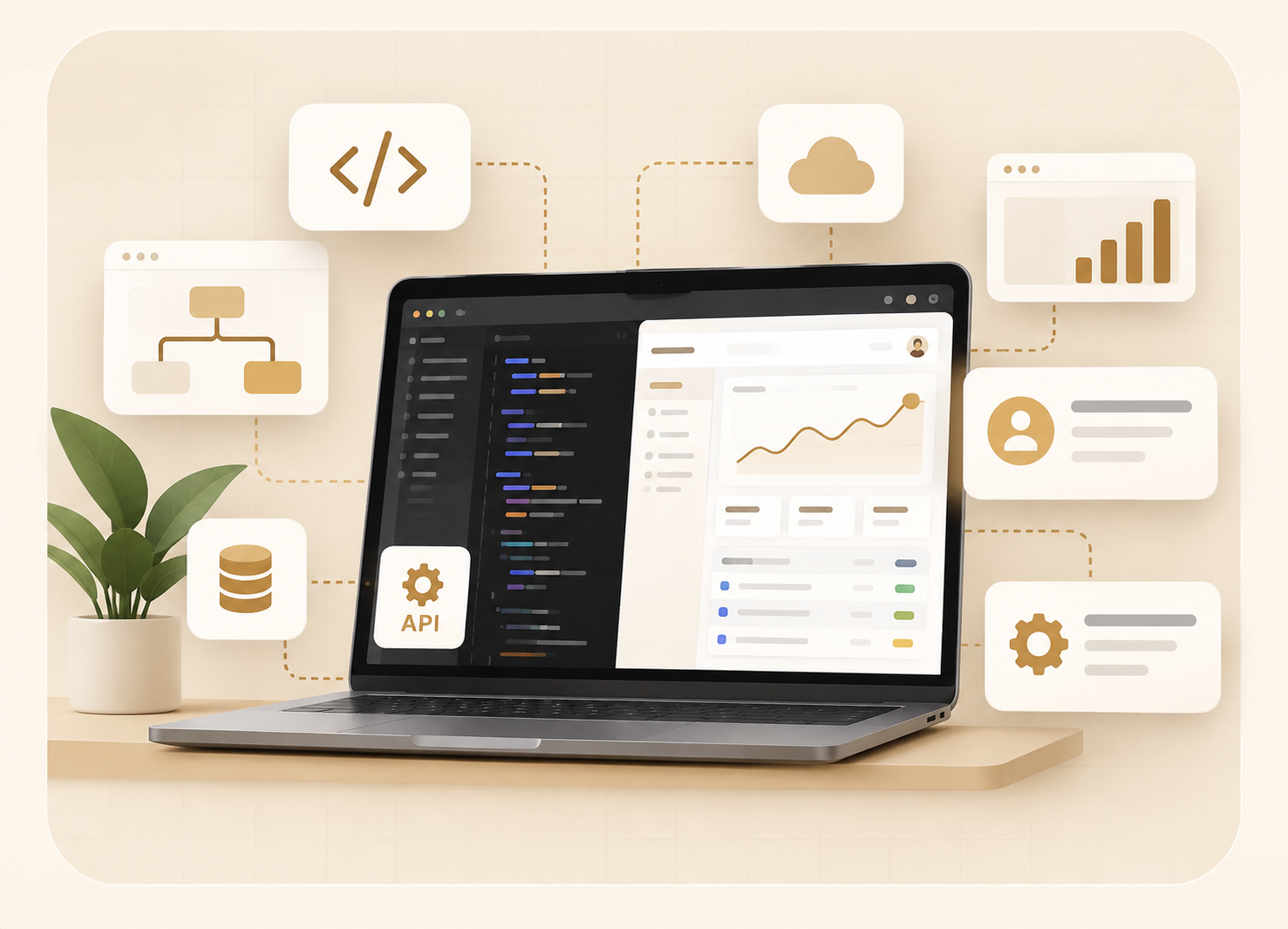 Software stack: React, Node.js, Laravel, Flutter and Firebase